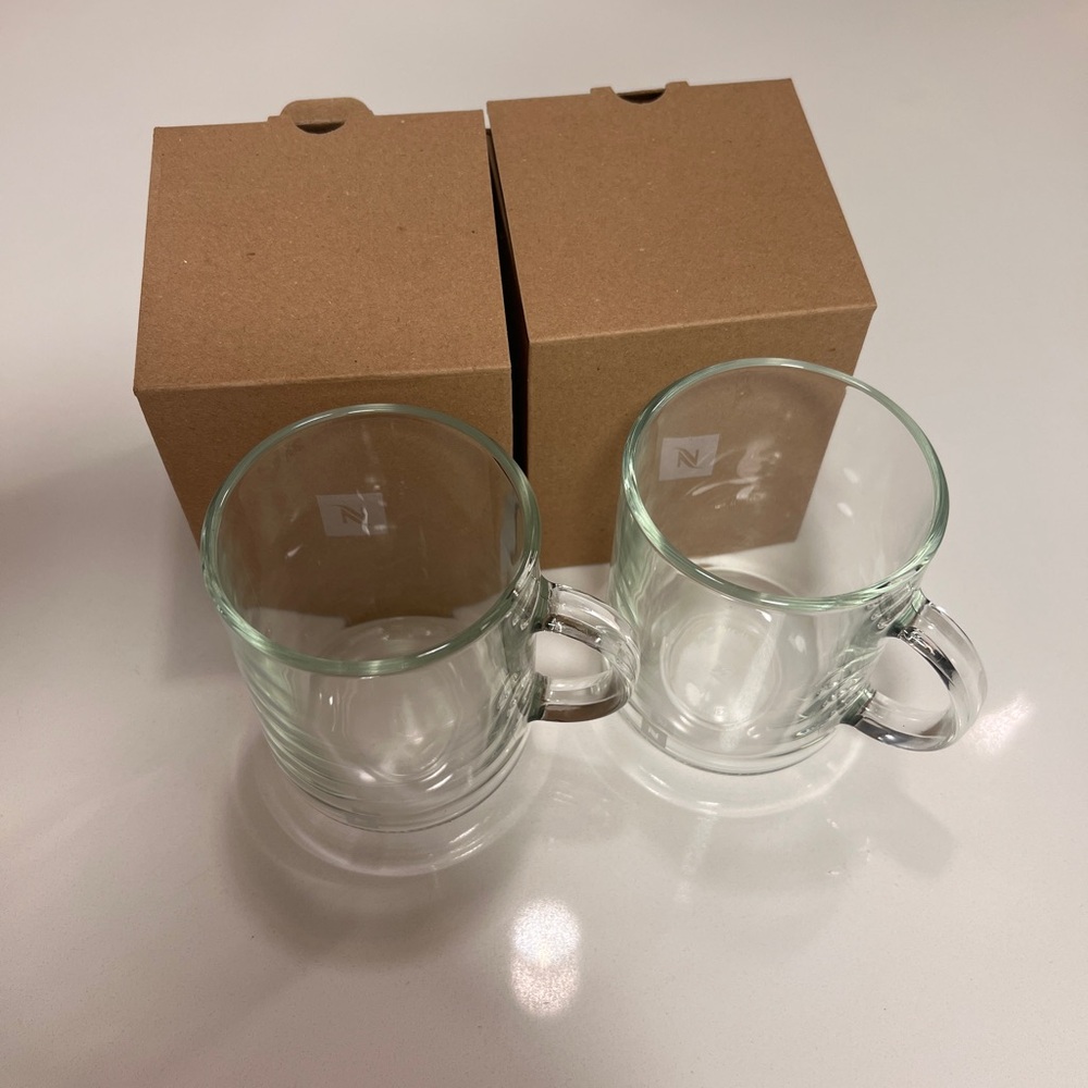 Clear Glass Coffee Mugs Set